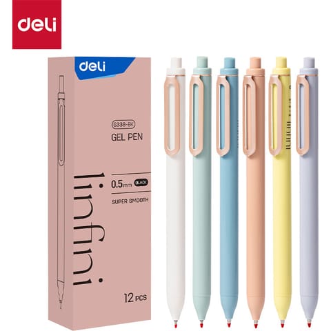 ⁨Długopis żelowy Super Smooth czarny Linfini mix kolorów obudowy EG338-BK DELI⁩ w sklepie Wasserman.eu