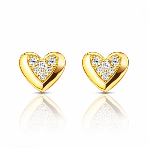 ⁨Kolczyki ze stali szlachetnej pozłacane 14k złotem, sztyft, SERCA z cyrkonią KST3636⁩ w sklepie Wasserman.eu