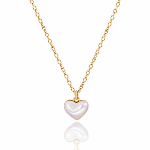 ⁨Naszyjnik stal szlachetna pozłacana 14k złotem, SERCE masa perłowa NST2170⁩ w sklepie Wasserman.eu