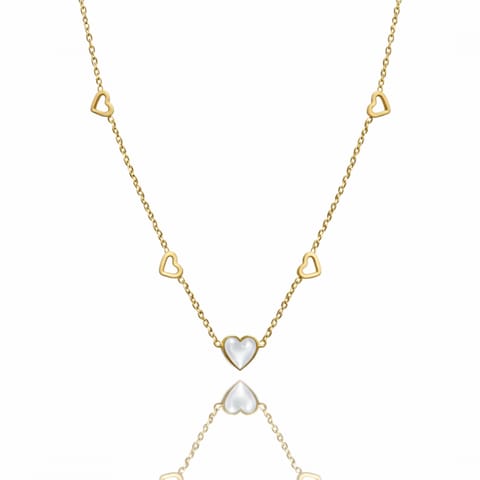 ⁨Naszyjnik stal szlachetna pozłacana 14k złotem, perłowe SERCE NST2335⁩ w sklepie Wasserman.eu