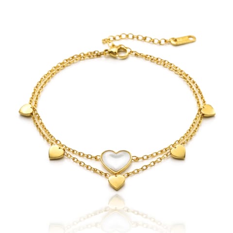 ⁨Bransoletka na rękę stal chirurgiczna pozłacana 14k złotem, Podwójna, Serca BST1687⁩ w sklepie Wasserman.eu