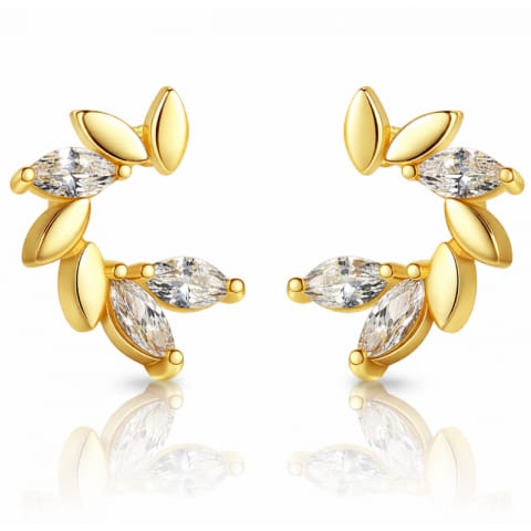 ⁨Kolczyki ze stali szlachetnej pozłacane 14k złotem, cyrkonie KST2847⁩ w sklepie Wasserman.eu