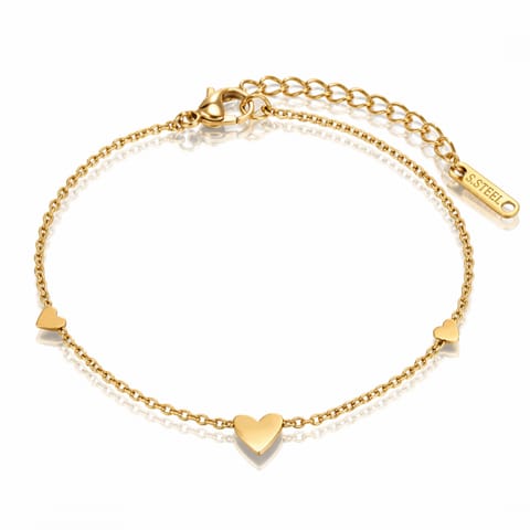 ⁨Bransoletka na rękę stal chirurgiczna pozłacana 14k złotem, Złote Serca BST1625⁩ w sklepie Wasserman.eu