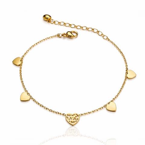 ⁨Bransoletka na rękę stal chirurgiczna pozłacana 14k złotem, Ażurowe Serce BST1742⁩ w sklepie Wasserman.eu