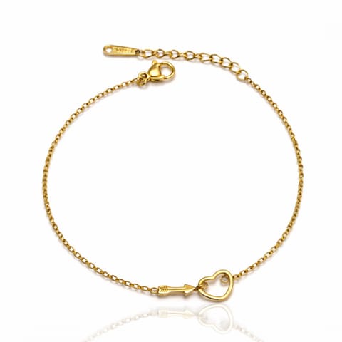 ⁨Bransoletka na rękę stal chirurgiczna pozłacana 14k złotem, Ażurowe Serce z cyrkonią BST1744⁩ w sklepie Wasserman.eu