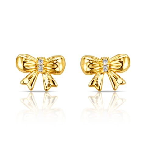 ⁨Kolczyki ze stali szlachetnej pozłacane 14k złotem, małe kokardki KST3633⁩ w sklepie Wasserman.eu