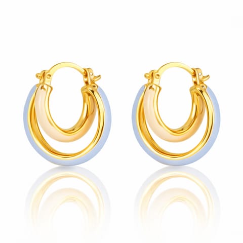 ⁨Kolczyki ze stali szlachetnej platerowane 14k złotem, podwójne okręgi KST3553⁩ w sklepie Wasserman.eu