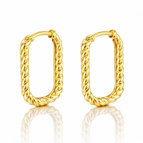 ⁨Kolczyki ze stali szlachetnej pozłacane 14k złotem, plecione koła KST3627⁩ w sklepie Wasserman.eu