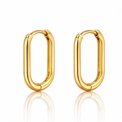 ⁨Kolczyki ze stali szlachetnej pozłacane 14k złotem, płaskie koła KST3628⁩ w sklepie Wasserman.eu