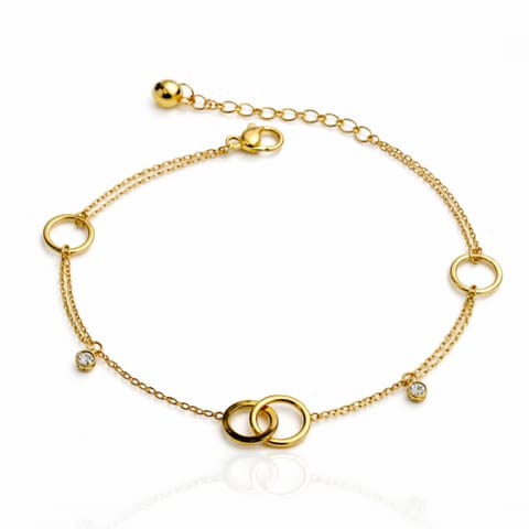 ⁨Bransoletka na rękę stal chirurgiczna pozłacana 14k złotem, okręgi  BST1600⁩ w sklepie Wasserman.eu