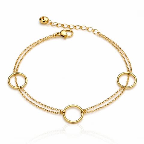 ⁨Bransoletka na rękę stal chirurgiczna pozłacana 14k złotem, okręgi BST1743⁩ w sklepie Wasserman.eu