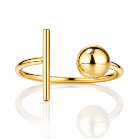 ⁨Pierścionek stal szlachetna platerowana 14k złotem, regulowany PST1001, Rozmiar pierścionków: US7 EU14⁩ w sklepie Wasserman.eu