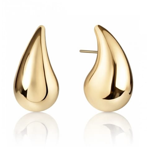 ⁨Kolczyki ze stali szlachetnej pozłacanej wkrętki 2,1 cm, KROPLE KST3139⁩ w sklepie Wasserman.eu
