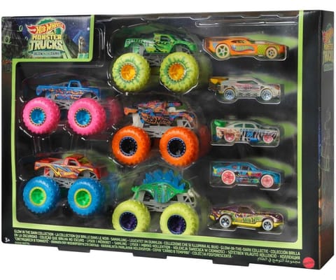 ⁨HOT WHEELS MONSTER TRUCK 1:64 GLOW-IN-THE-DARK 10-PACK HCB57⁩ at Wasserman.eu
