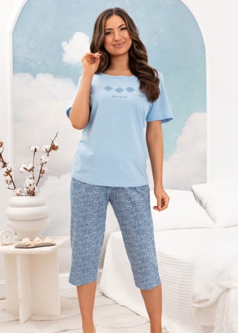 ⁨PIŻAMA REGINA 4006 NIEBIESKI XXL-4XL (kolor niebieski, rozmiar XXL)⁩ w sklepie Wasserman.eu