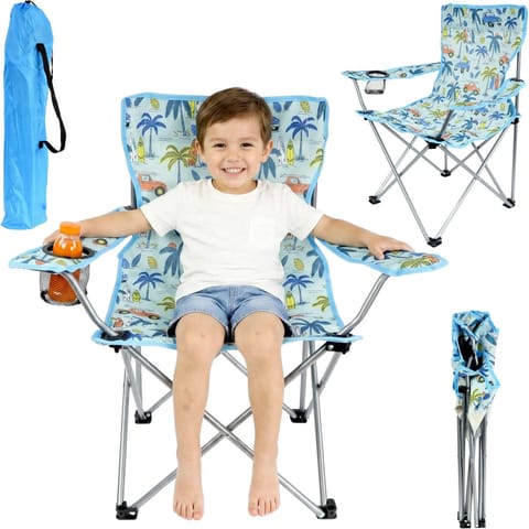⁨KRZESŁO TURYSTYCZNE SKŁADANE DZIECIĘCE NIEBIESKIE KIDS COLLECTION⁩ w sklepie Wasserman.eu