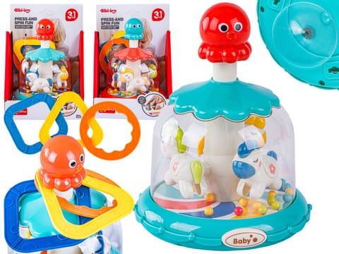 ⁨Bączek Kolorowa Karuzela Z Kulkami Ośmiornica Koniki Kucyki + Obręcze⁩ w sklepie Wasserman.eu
