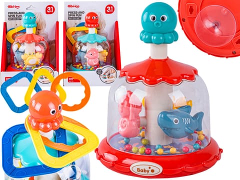 ⁨Bączek Kolorowa Karuzela Z Kulkami Ośmiornica Zwierzęta Morskie + Obręcze⁩ w sklepie Wasserman.eu