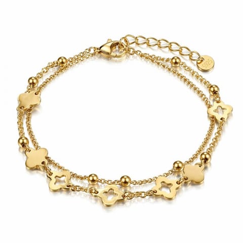 ⁨Bransoletka na rękę stal chirurgiczna pozłacana 14k złotem, koniczyny BST1767⁩ w sklepie Wasserman.eu