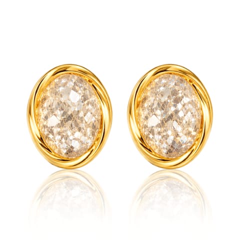 ⁨Kolczyki ze stali szlachetnej platerowane 14k złotem, Owalne KST3560⁩ w sklepie Wasserman.eu