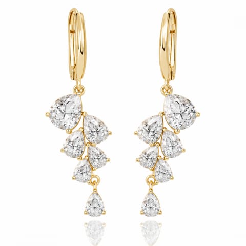 ⁨Kolczyki ze stali szlachetnej pozłacane 14k złotem, wiszące, kryształki KST3539⁩ w sklepie Wasserman.eu