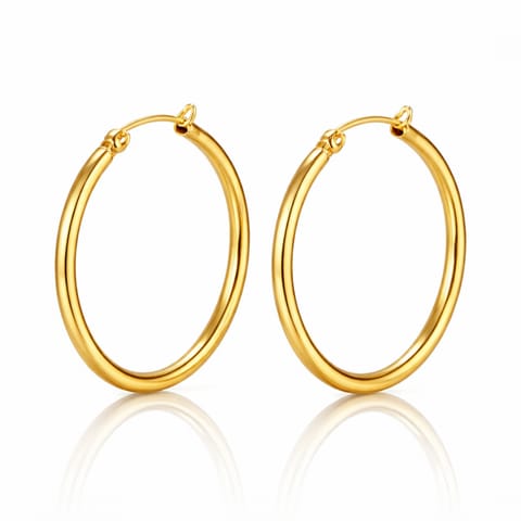 ⁨Kolczyki ze stali szlachetnej pozłacane 14k złotem, koła 3,5 cm KST3626⁩ w sklepie Wasserman.eu