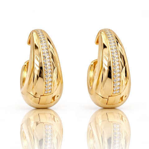 ⁨Kolczyki ze stali szlachetnej pozłacane 14k złotem, Krople, kryształki KST3632⁩ w sklepie Wasserman.eu