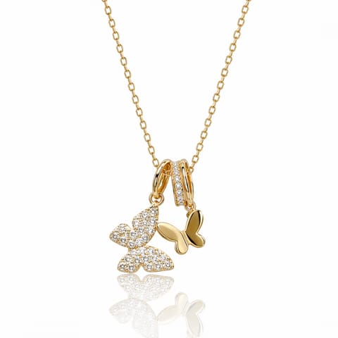 ⁨Naszyjnik stal szlachetna pozłacana 14k złotem, motyle NST2271⁩ w sklepie Wasserman.eu