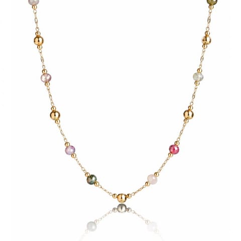 ⁨Naszyjnik stal szlachetna pozłacana 14k złotem, kolorowe koraliki NST2297⁩ w sklepie Wasserman.eu