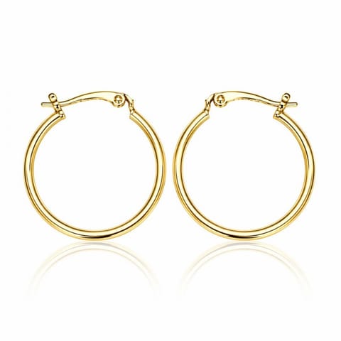 ⁨Kolczyki ze stali szlachetnej pozłacane 14k złotem, koła 3,5 cm KST3626⁩ w sklepie Wasserman.eu