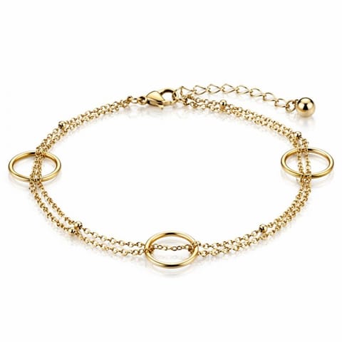 ⁨Bransoletka na rękę stal chirurgiczna pozłacana 14k złotem, okręgi BST1743⁩ w sklepie Wasserman.eu