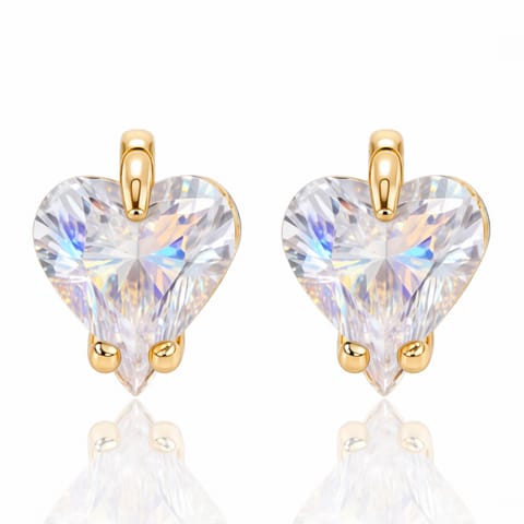 ⁨Kolczyki ze stali szlachetnej pozłacane 14k złotem, sztyft, Kryształowe SERCA KST3545⁩ w sklepie Wasserman.eu