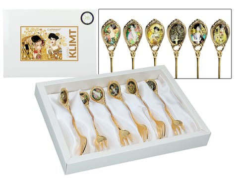 ⁨Kpl. 6 widelczyków powlekanych 24K złotem - G. Klimt, mix (CARMANI)⁩ w sklepie Wasserman.eu