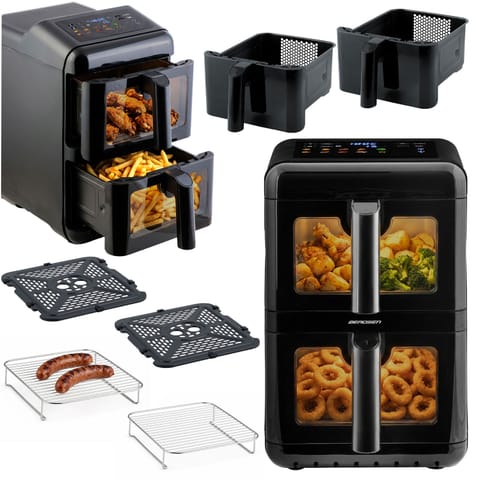 ⁨Frytkownica beztłuszczowa dwukomorowa pionowa 11.6 l Air fryer frytownica Berdsen 3000W BD-663⁩ w sklepie Wasserman.eu
