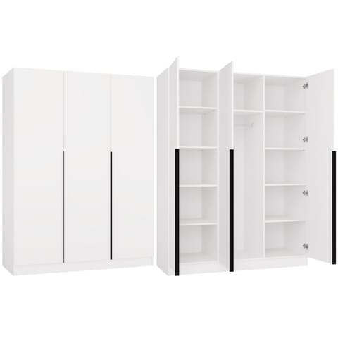 ⁨Szafa SENSO 3D 150 CM 3 Drzwi Czarne Uchwyty Do Salonu Sypialni BIEL⁩ w sklepie Wasserman.eu