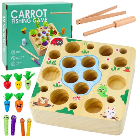 ⁨Wooden Game Carrot Earthworm Magnet Fishing Rod⁩ at Wasserman.eu