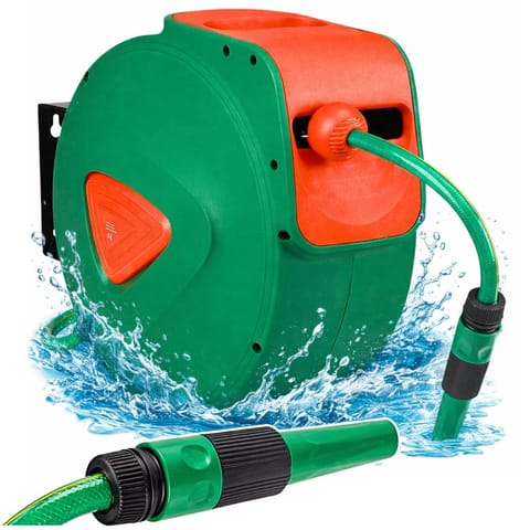 ⁨Bęben Ścienny Zwijacz Automatyczny z Wężem Ogrodowym 30m + 2m⁩ w sklepie Wasserman.eu