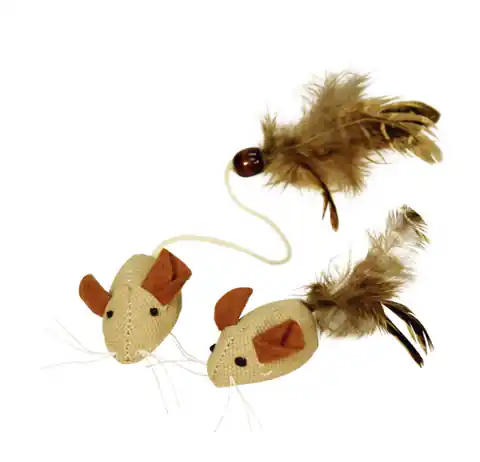 ⁨KERBL Katzenspielzeug, Maus mit Federn 4,5cm [82633]⁩ im Wasserman.eu