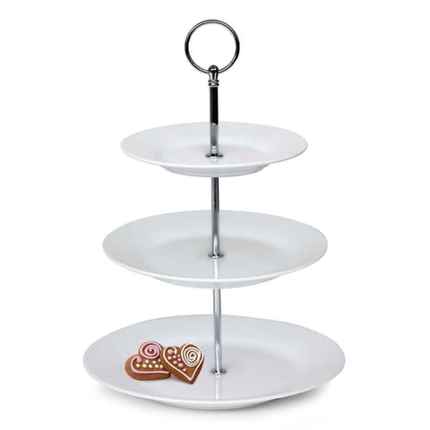 ⁨PORCELANOWA PATERA TRZYPIĘTROWA NA CIASTO PRZEKĄSKI BANQUET SOFIA⁩ w sklepie Wasserman.eu