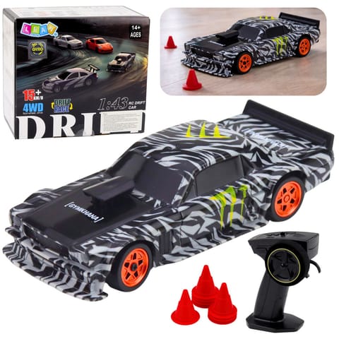 ⁨Auto Sportowe Do Driftu Zdalnie Sterowane RC Czarne Pachołki 15 km/h 1:43⁩ w sklepie Wasserman.eu