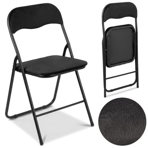 ⁨Krzesło składane BASICO czarne velvet⁩ w sklepie Wasserman.eu