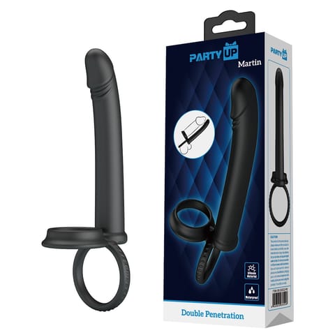 ⁨Martin Dildo do podwójnej penetracji z podwójnym pierścieniem na penisa i jądra⁩ w sklepie Wasserman.eu