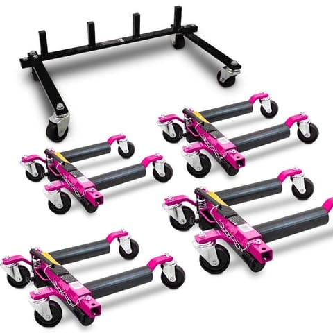 ⁨Zestaw rolek manewrowych 680kg hydrauliczne do auta 4szt Bituxx + stojak XL PRO+⁩ w sklepie Wasserman.eu