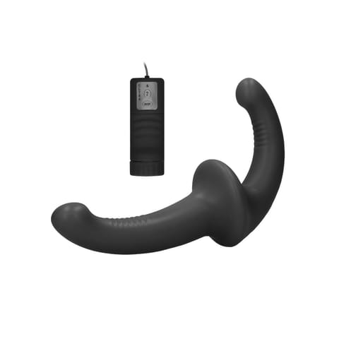 ⁨Ouch! Strap-On Silikonowy Bezpaskowy Wibrujący 10 Trybow Czarny⁩ w sklepie Wasserman.eu