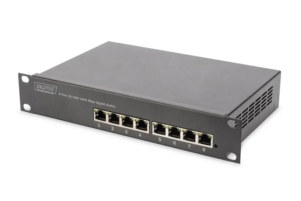 Digitus | 8-portowy przełącznik Gigabit Ethernet | DN-80114 | Niezarządzany | Do montażu w szafie | Ilość portów 10/100 Mb/s (RJ w sklepie Wasserman.eu