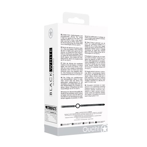 ⁨Ouch! Silikonowy anatomiczny knebel z kulką, regulowany, czarny⁩ w sklepie Wasserman.eu