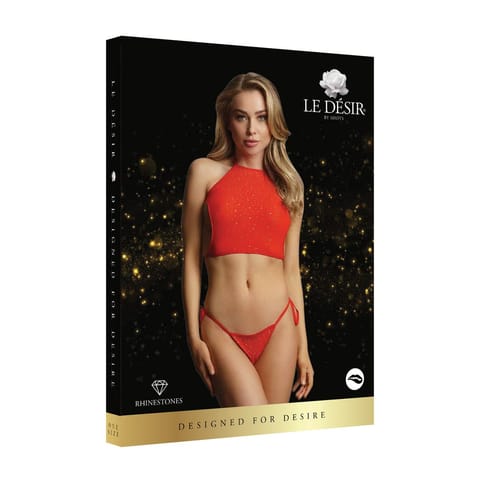 ⁨Le Desir Komplet Top Halter i Figi z Kryształkami S-XL⁩ w sklepie Wasserman.eu