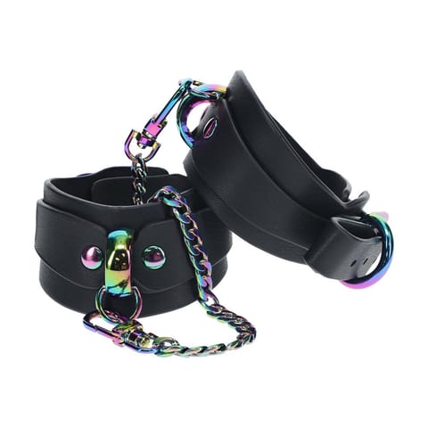 ⁨Ouch! Venice Collection Kajdanki Skorzane Czarny Iridescent Design⁩ w sklepie Wasserman.eu