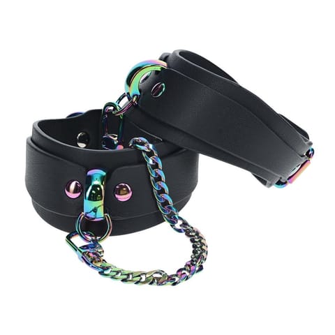 ⁨Ouch! Venice Collection kajdanki na kostki czarne regulowane skorzane⁩ w sklepie Wasserman.eu