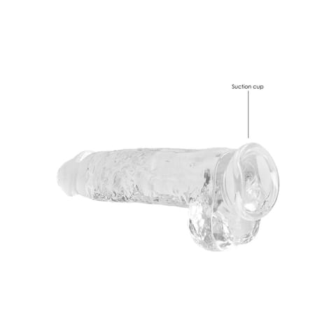 ⁨RealRock Crystal Clear - Model z anatomicznymi kulkami 25 cm z przyssawką⁩ w sklepie Wasserman.eu